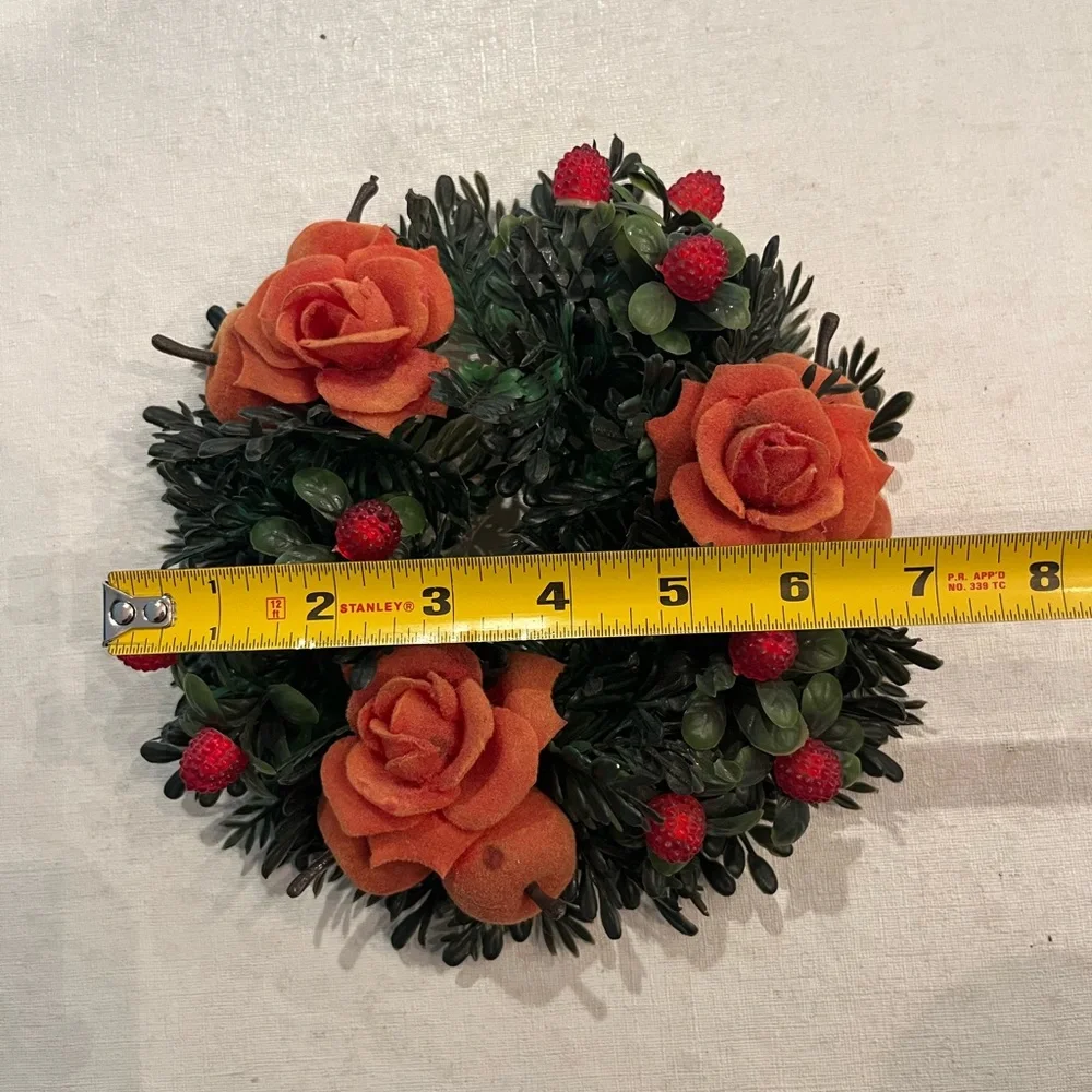 Vintage 50s/ 60s flocked flower and fruit candle wreath ornament. So retro!